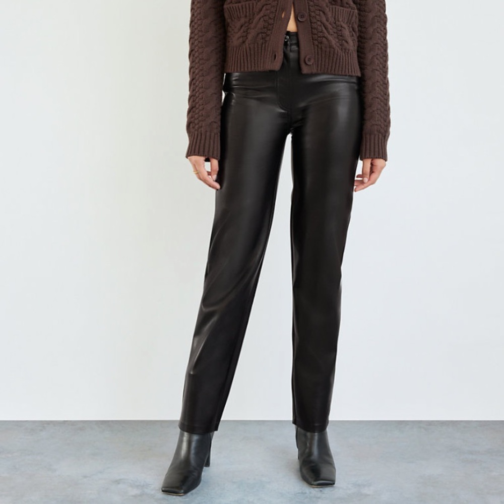 Wilfred Black Faux Leather Straight-Leg Trousers